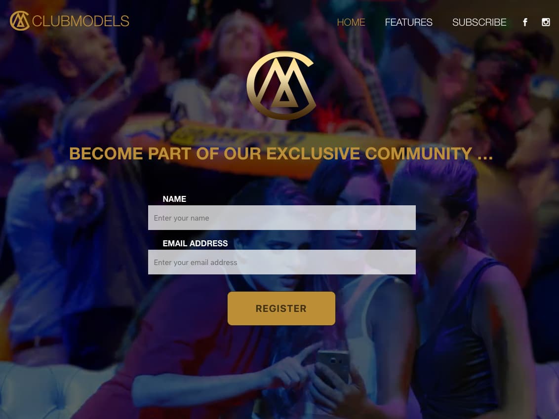 screenshot van clubmodels website