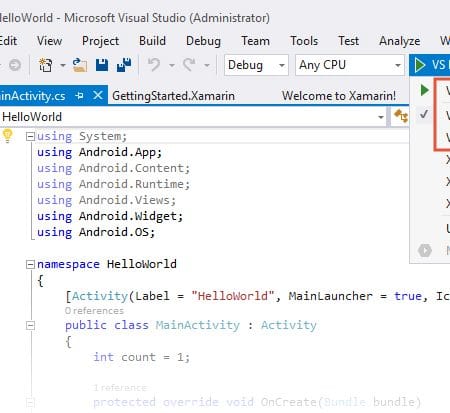 xamarin code